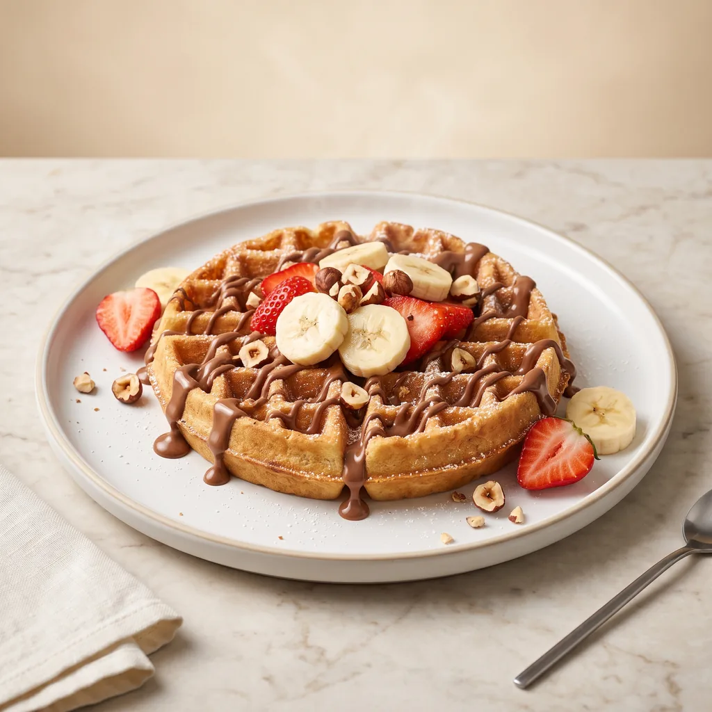 Çikolatalı Muzlu Çilekli Waffle